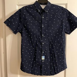 NWT Men’s Demin & Flower Short Sleeve Button Down